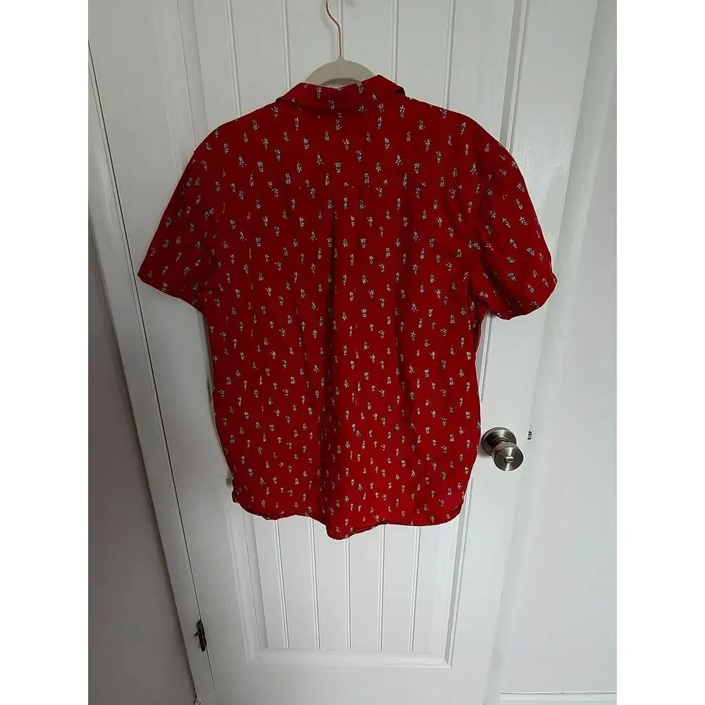 The North Face Men's Short Sleeve Button Up Shirt, Red Floral Print, Size Large